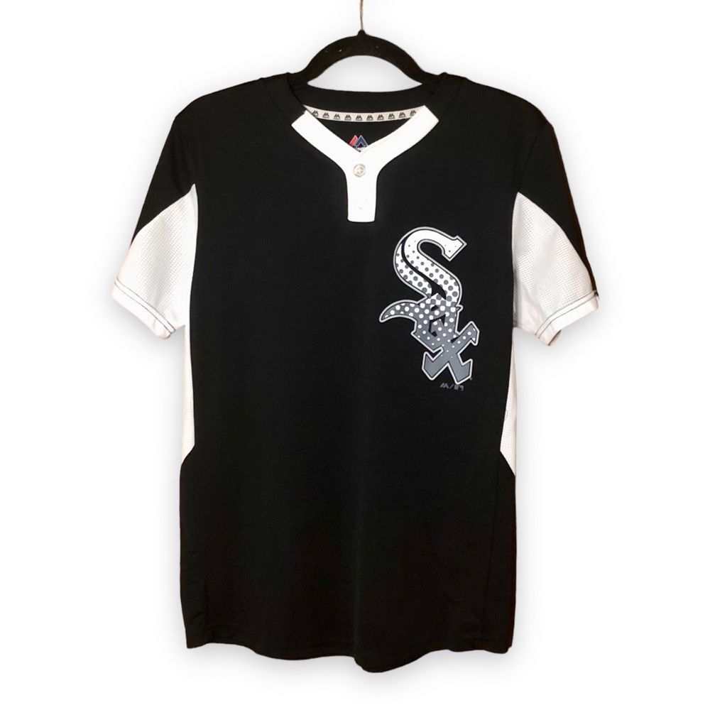 Majestic Chicago White Sox Youth Cool-Base 2 Button Jersey MLB Black Youth Large